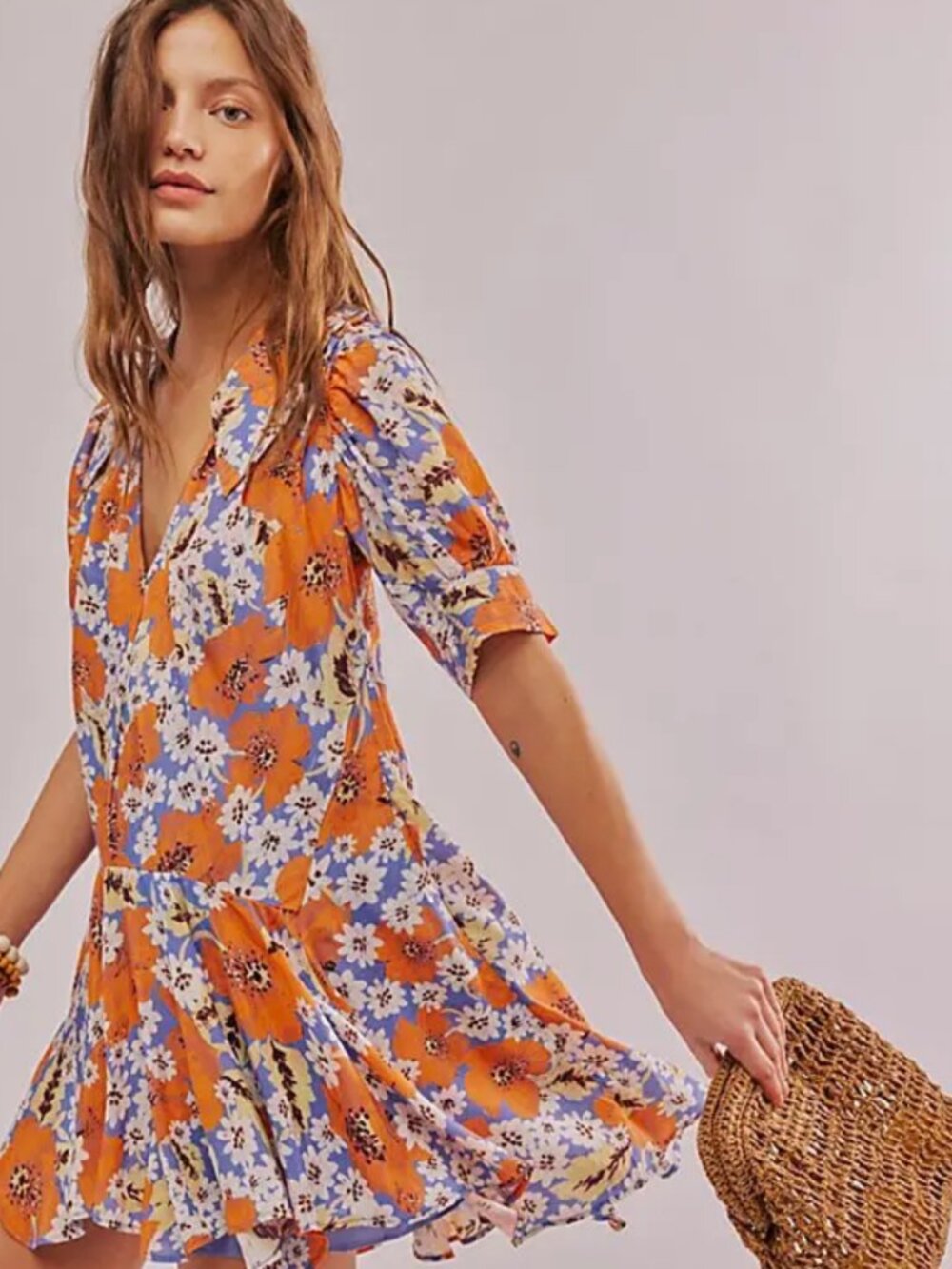 NWT Free People Sugar Crush Mini Dress in Cobalt Combo